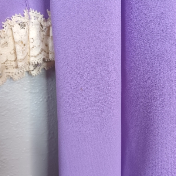 Vintage 60's Purple Mid Century Whimsigoth Prairie Cottagecore Lace Maxi Dress - Picture 14 of 16